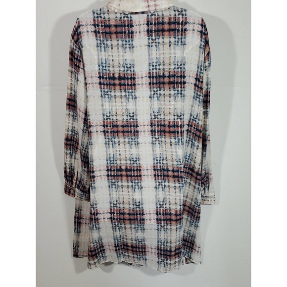 Ellos 1/2 Button Down Size 26 Long Sleeve Plaid Knee Length Dress Office - Picture 9 of 13